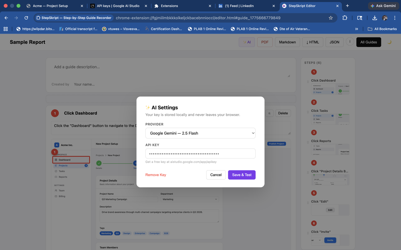 AI settings panel