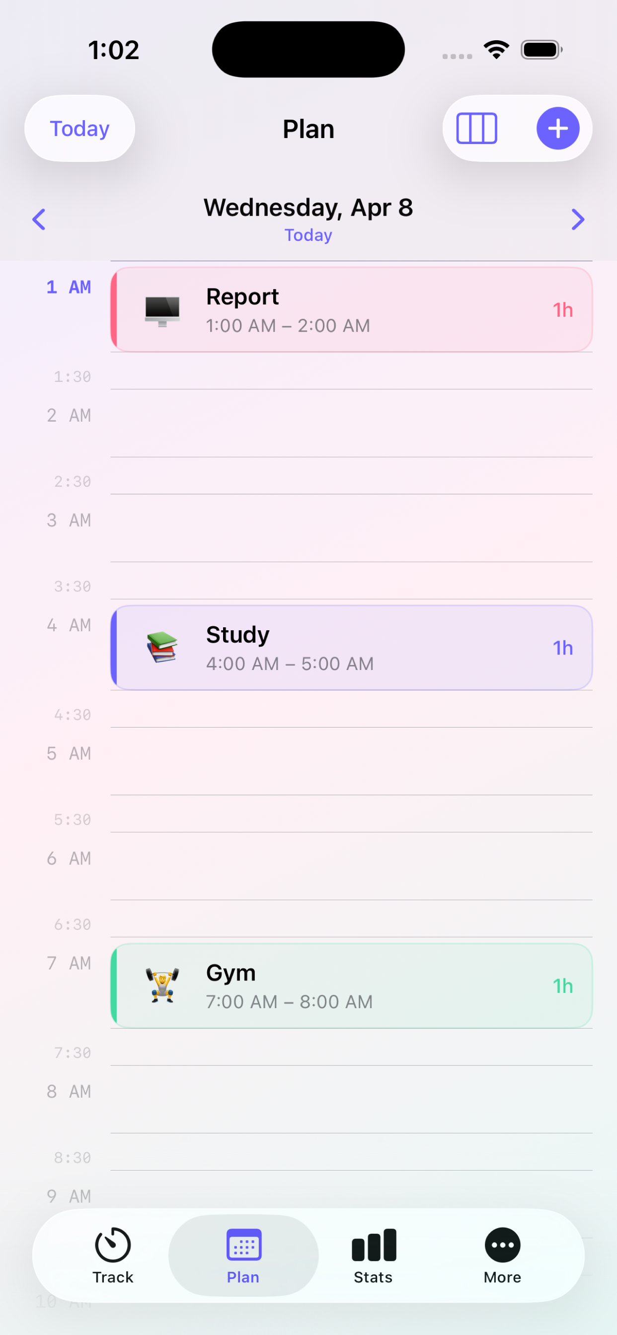 Plan screen